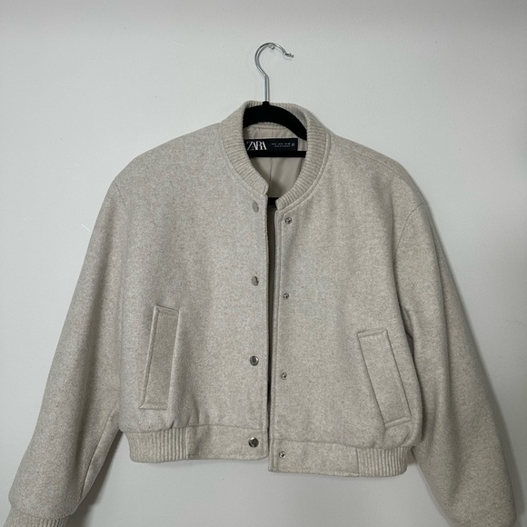 Zara Cream Bomber Jacket - Picture 6 of 8